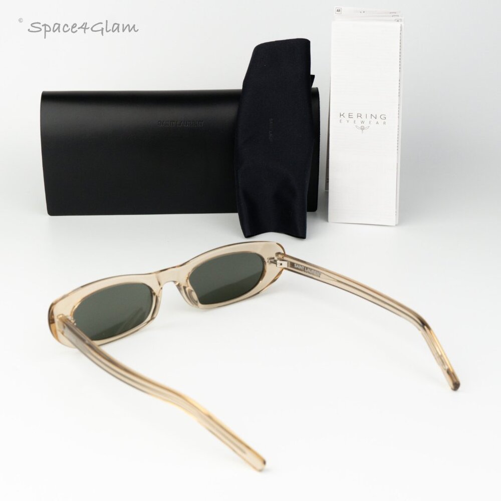 Saint Laurent Women Sunglasses Transparent Nude Grey Oval SL557 004 BRAND NEW - Picture 8 of 11